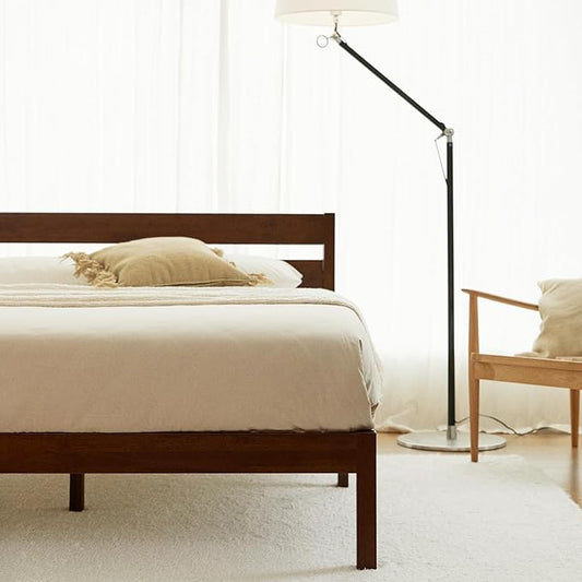 LIFEMENT Classic Wood Platform Bed Frame with Headboard, Essential, Noise Free, Under Bed Storage, No Box Spring Needed, Easy Assembly (Walnut, Full)