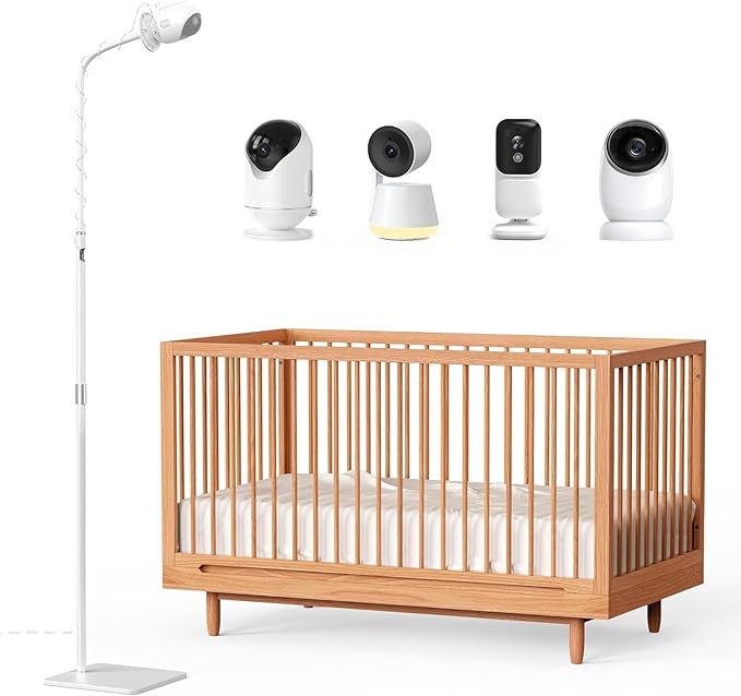 Dr.Care Baby Monitor Floor Stand, Universal Adjustable Gooseneck Holder with Stable Base, No-Drill Installation, Compatible with All Dr.Care Cameras