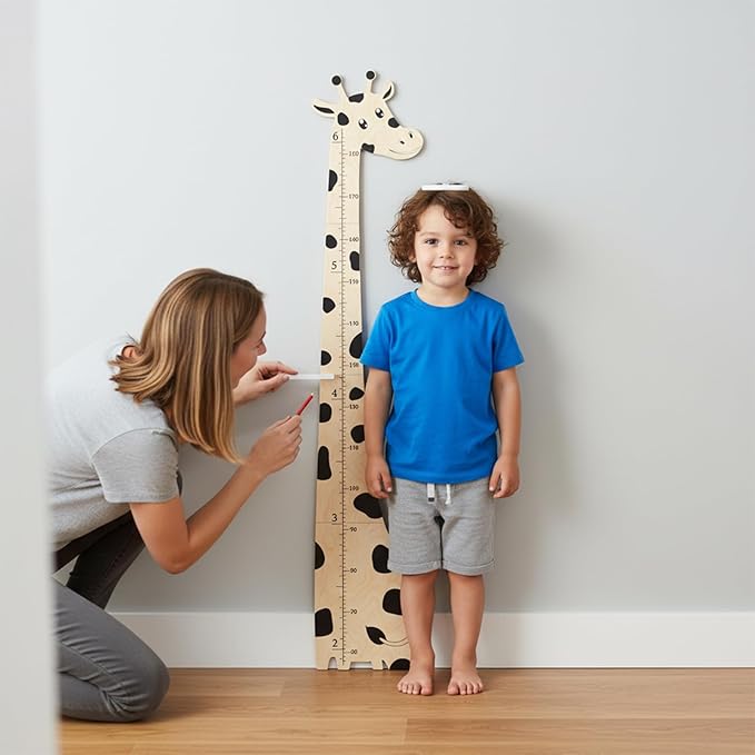 Wooden Giraffe Growth Chart Height Ruler for Wall Decoration Removable Nursery Height Chart for Growth Tracking