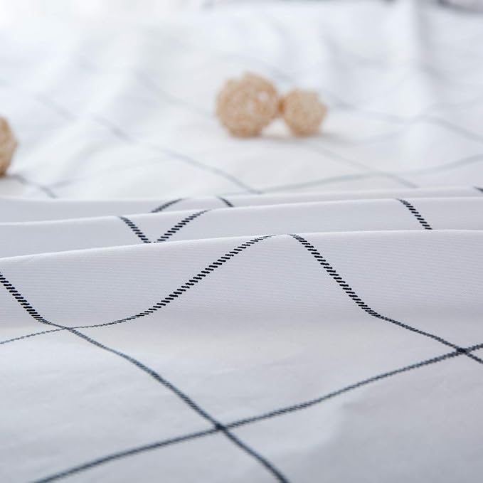 Jumeey Plaid Duvet Cover Queen Black and White Buffalo Plaid Grid Checkered Bed Duvet Cover Full Size