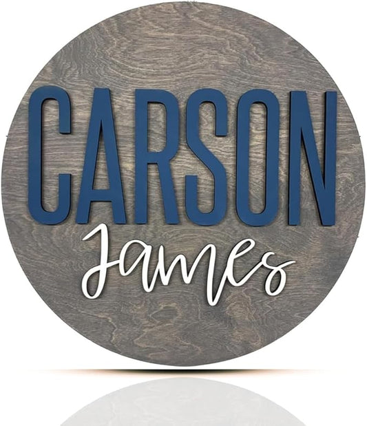 Personalized Wooden Name Sign - Custom Baby Name Signs for Nursery & Kids Room Decor - Baby Announcement Sign - Name Wall Art - Wooden Letters for Wall - Custom Round Nursery Name Sign (Design 9)
