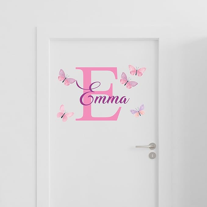 Personalized Butterfly Name Decal – Custom Removable Vinyl Wall Sticker for Girls Room, Nursery, or Bedroom – WM532