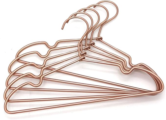 New Born Clothes Hangers Non Slip 12.5“ Rose Gold Copper Wire Children Coat Suit Metal Hanger, 60 Pack Baby Closet Dividers for Nursery Pants Display Organizer for Infant Clothing