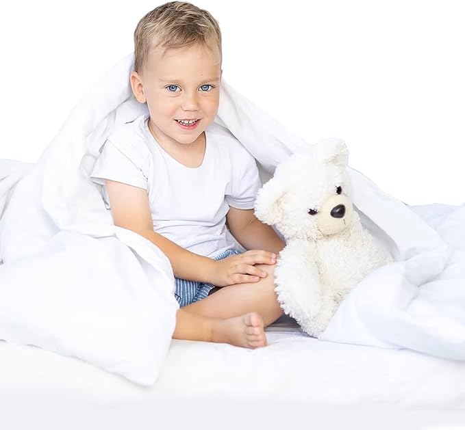 Continental Bedding Toddler Comforter, 100% White Goose Down Duvet Insert, Sleep Blanket with Cotton Shell, Fits Standard Crib, Toddler Bed, 39x47 Inches, White