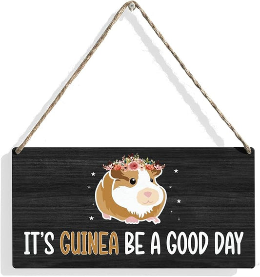 Funny Guinea Pigs Hanging Sign Wood Wall Decor for Home Office Shelf Table Desk Decor Guinea Pigs Lover Owner Gifts for Kids Girls Women Men Mom Dad 12 × 6 Inch