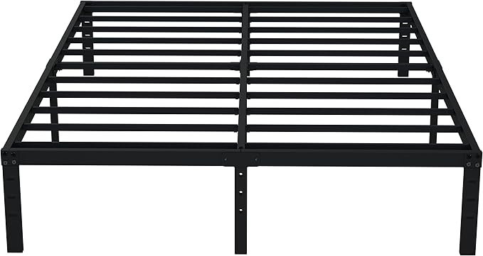 EMODA 14 Inch King Bed Frame No Box Spring Needed, Heavy Duty Metal Platform with Steel Slats, Noise Free, Easy Assembly, Black