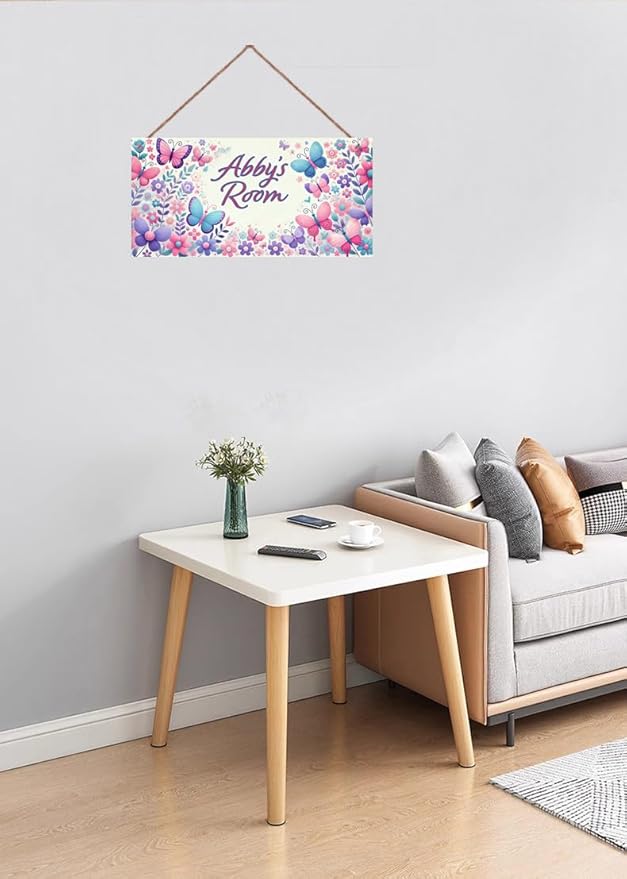 Personalized Name Sign Flowers Wall Art Decor For Girls Bedroom Nursery Room Door Wood Plaque Hanging Wall Art Decor For Kids Room