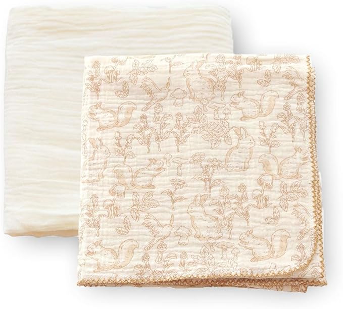 Baby Swaddle Newborn Recieving Blanket 100% Cotton Muslin 2Pack Nursery Wrap Lace Design 40"x40"