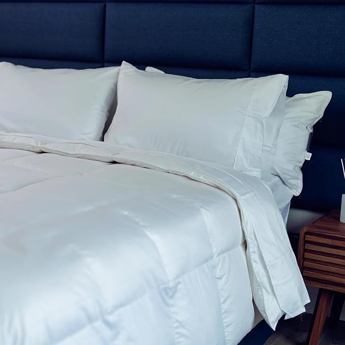 Down Alternative Comforter – Corner Loops in Each Corner, 400 Thread Count 100% Cotton Sateen Shell, Soft and Plush Feel, Full Size: 78”x90”