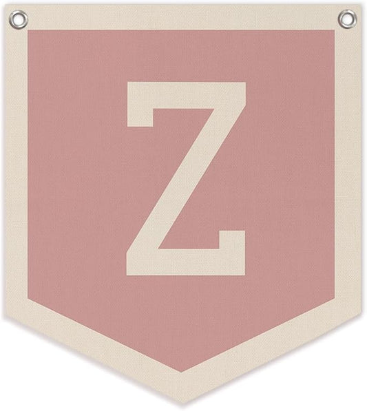 Lacama Pink Initial Personalized Preppy Banner, Baby Shower Decor Gifts, Wall Decor for Women Teen Girl, Vintage Room Decor Toddler Room Bedroom Playroom Front Door Birthday Gift(Z)