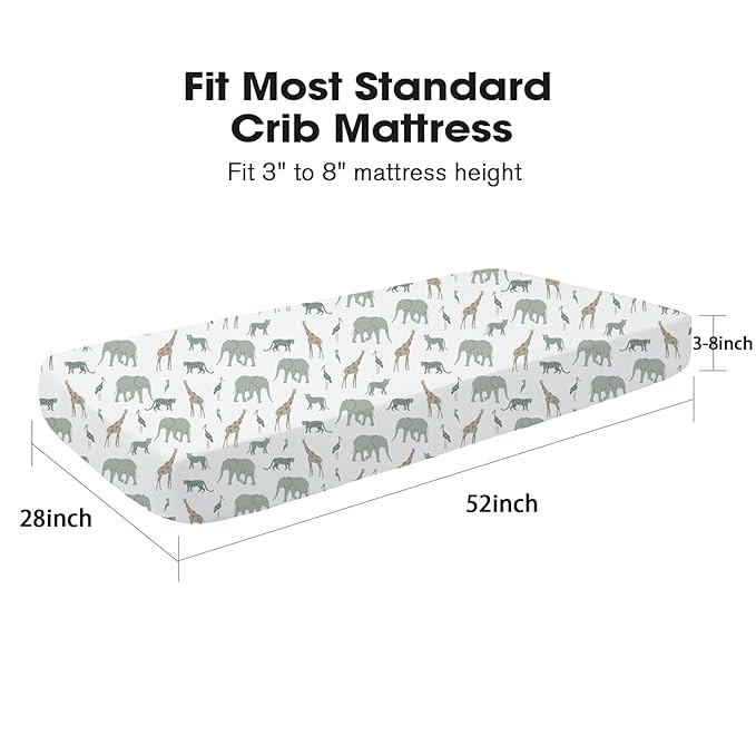 Little Grape Land Crib Sheets for Boys and Girls 2pk Baby Crib Fitted Sheet for Standard Size Crib and Toddler Mattress Super Soft Baby Sheet, Safari