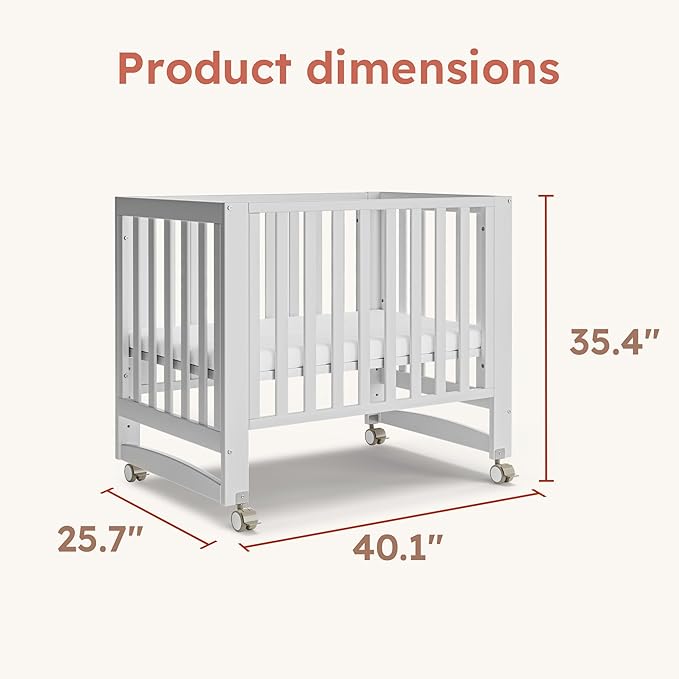 MAMAZING EvoNest Baby Crib, 6 in 1 Convertible Mini Crib with Wheels, 100% New Zealand Wood Growing Bed, 4 Adjustable Mattress Height, GREENGUARD Gold Certified, White