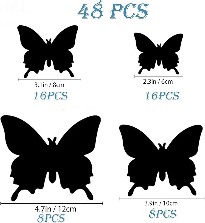 Butterfly Wall Decor 24/48 PCS, 3D Butterflies Stickers for Party Decorations with Magnets (Red, 48)
