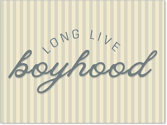 YYS Long Live Boyhood Wall Art Vintage Blue Quote Poster Modern Fashion Minimalist Stripe Canvas Prints for Boy Nursery Playroom Wall Decor 12x16 inch Unframed