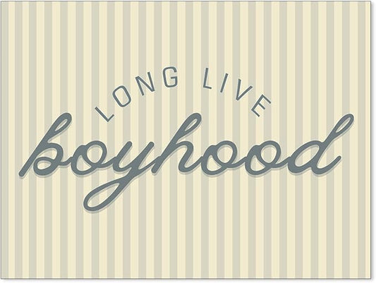 YYS Long Live Boyhood Quote Wall Art Preppy Blue Stripe Poster Modern Fashion Minimalist Canvas Prints for Boy Nursery Bedroom Wall Decor 08x10 inch Unframed