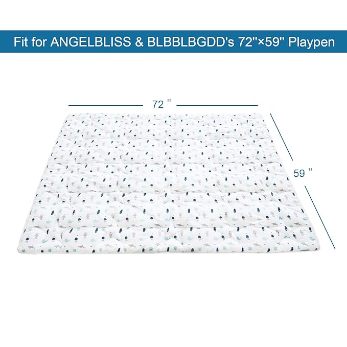 Baby Play Mat for 71'' x 59'' Playpen, Playmat for Babies and Toddlers, Baby Mat for Floor Large & Thick, Non Slip, Easy Clean, White