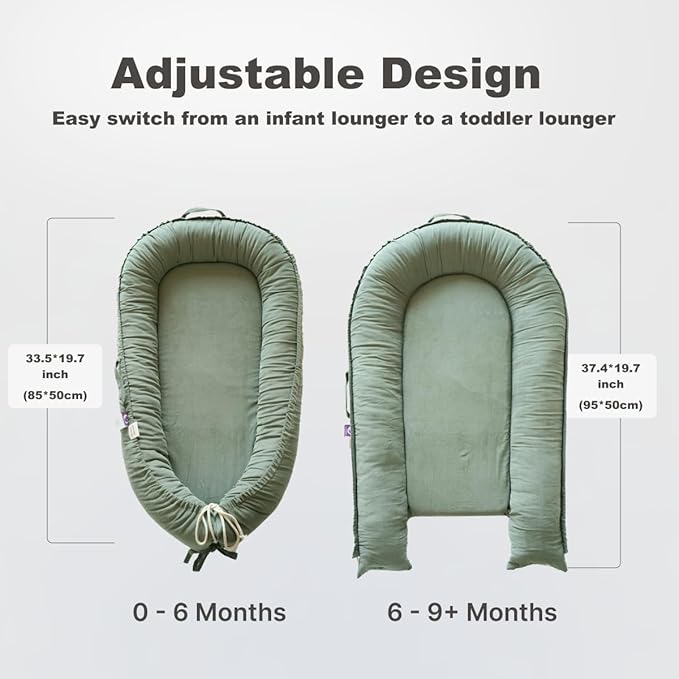 Infant Lounger, Baby Nest Cover for Baby Girls & Boys, Newborn Essentials for Baby 0-12 Months, 100% Cotton Breathable (Sage Green_Corduroy)