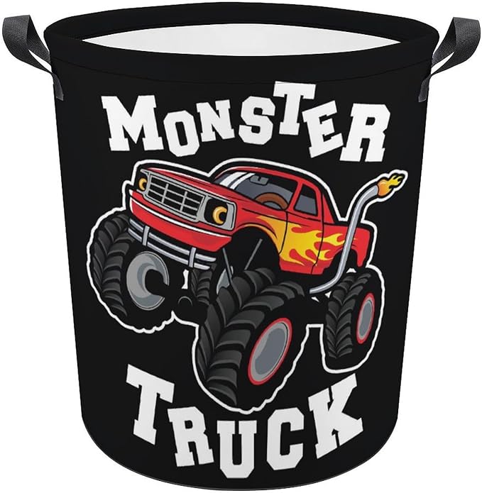 Cartoon Monster Truck Laundry Basket Monster Truck Room Decor for Boys Hamper Clothes Toys Storage Bin Kids Bedroom Bathroom