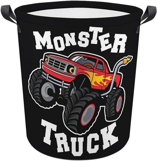 Cartoon Monster Truck Laundry Basket Monster Truck Room Decor for Boys Hamper Clothes Toys Storage Bin Kids Bedroom Bathroom