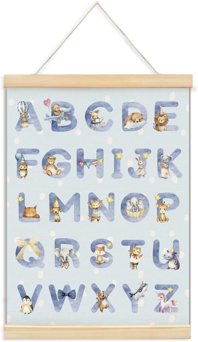ShowDraven Classroom Wall Decor Hanger Frame, Funny Alphabet for Classroom Wall Indoor Nursery Bedroom Playroom Decororations, Gifts for Boys Girls Nursery Kids, 12x16 Inch