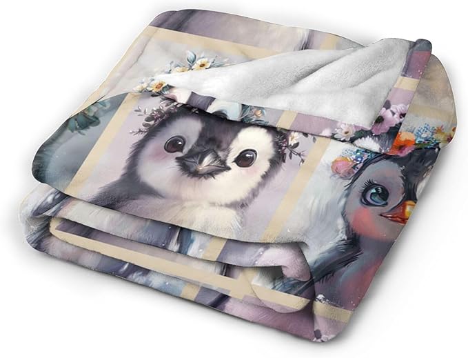 Penguin Blanket Cute Animal Throw Blanket Flannel Stuff Merch Cozy Decor Fleece Plush Fuzzy Warm Soft Lightweight Bedding Gifts for Penguin Lover Women Men Girls Boy Couch 60"X50"