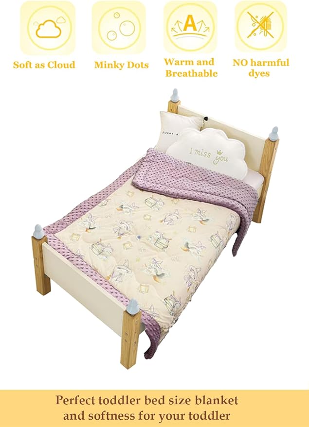 Cuite Pumpkin Baby Toddler Bed Comforter, Down Alternative Toddler Comforter All Season,Quilted Baby Blanket for Daycare,Toddler Crib Quilt for Boys and Girls,(47x 59 Purple)