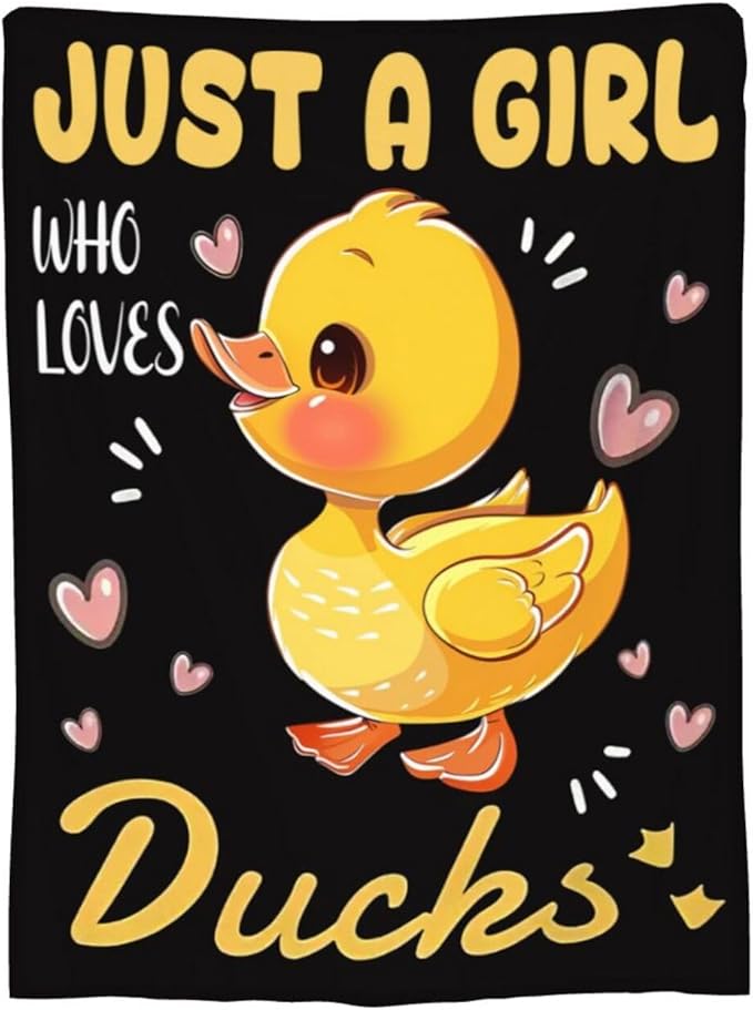 Duck Blanket Just A Girl Who Loves Ducks Throw Blanket Flannel Stuff Merch Cozy Decor Fleece Plush Fuzzy Warm Soft Lightweight Bedding Gifts for Men Women Girls Boy Couch 80"X60"