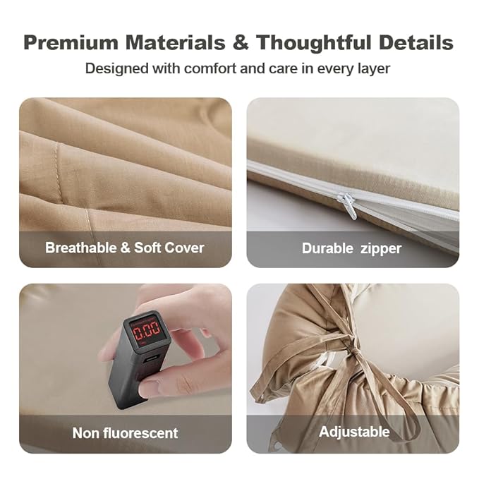 Baby Lounger, Baby Nest Cover for Baby, Reversible & Breathable Cotton, Adjustable Baby Floor Seat for Tummy Time, Portable Infant Lounger, Essentials for Newborns (Beige)