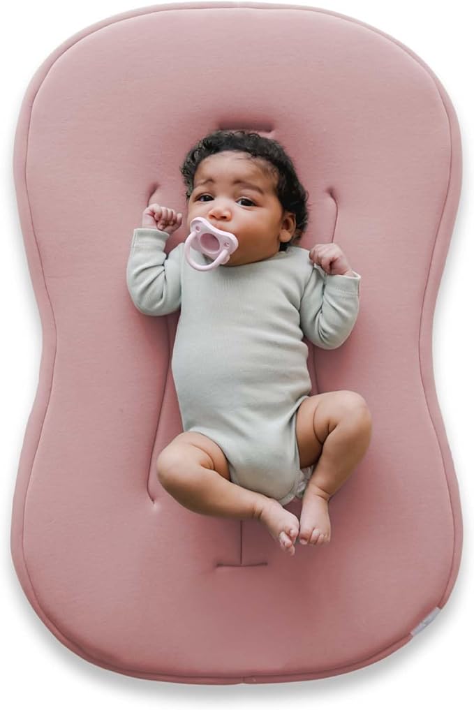 Snuggle Me® Baby Lounger Curve (0-6 Months) - Premium Organic Cotton with Foam Core, Machine-Washable Cover, Buttery-Soft & Breathable Infant Lounger with Travel Bag (30 in x 20 in x 1.9 in) - Gumdrop