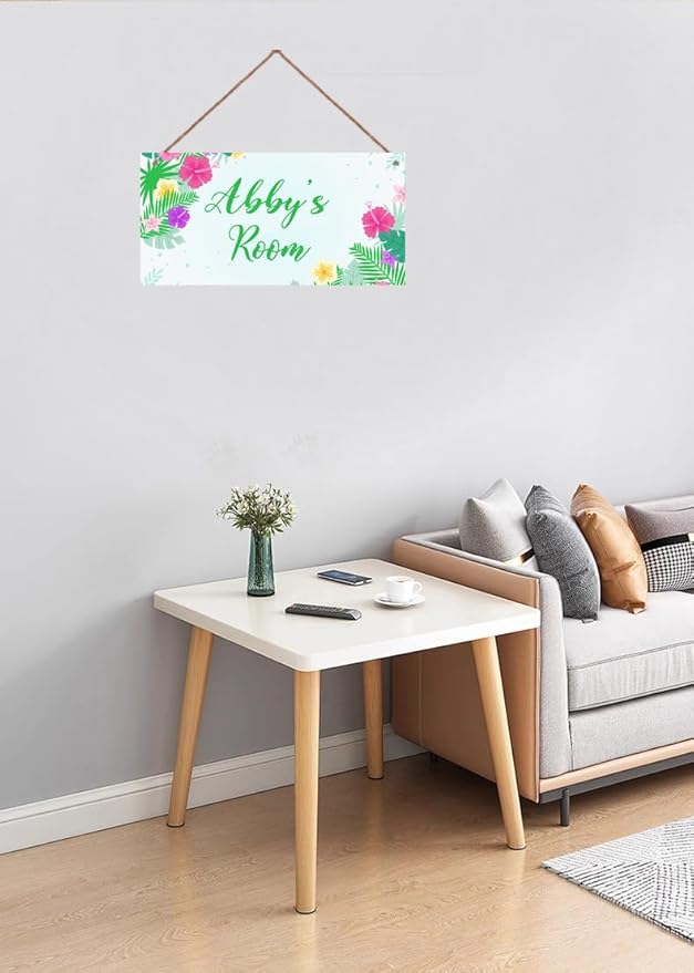 Personalized Flower Floral Grass Sign For Kids Room Door Custom Name Girls Room Decor Wall Art Toddler Baby Nursery Wood Plaque For Little Man Cave