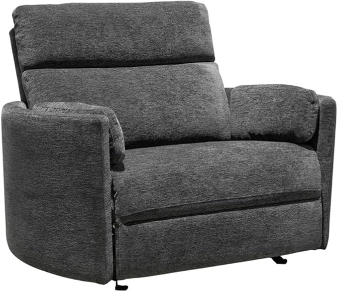 Pemberly Row XL Mediterranean Extra Wide Power Glider Recliner (Two Pack) in Charcoal with USB Charging Ports and 2 Comfort Pillows for Living Room