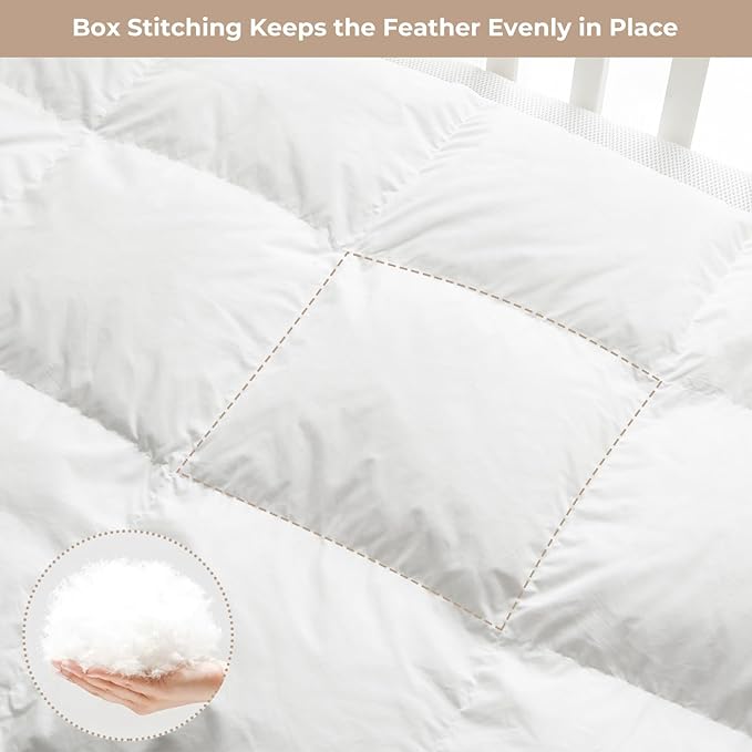 Toddler/Travel/Crib Goose Down Comforter Duvet/Blanket Multifunctional,Hypoallergenic 100% Organic Cotton & Washable Unisex Kids,All Season,White 33x43