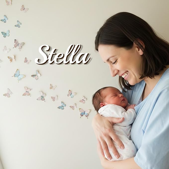 Personalized Wooden Name Sign for Nursery Wall Decor - Custom Wood Letters Name Plate for Kids Room - Customizable Wall Sign for Baby, Family Name, Wedding in Multiple Colors & Fonts (6-84inch)