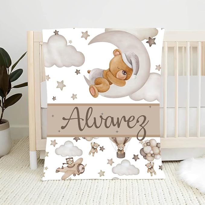 Personalized Baby Blanket With Name, Custom Name For Adult, Boys Girls, Best Gift Blanket, Kids Fleece and Sherpa Full Size DT3