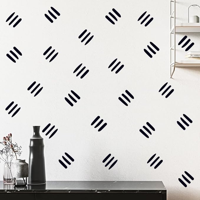 Boho 3 Lines Black Vinyl Wall Decals Modern Irregular Stripe Line Wall Stickers for Living Room Bedroom Office Home Wall Decor
