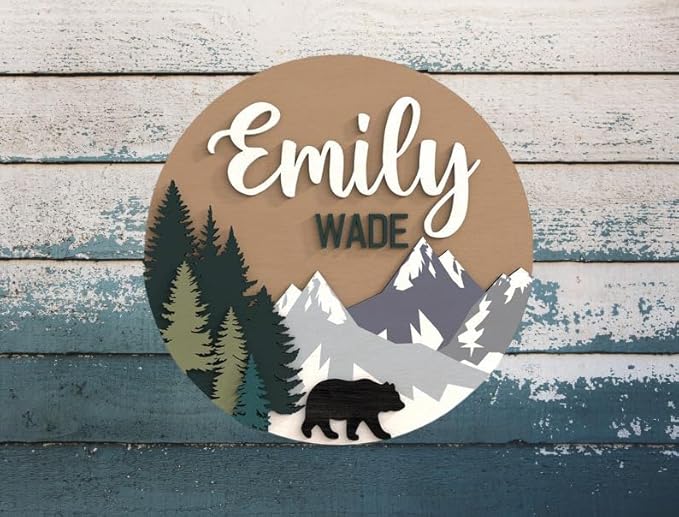 Personalized Name Sign for Kids Room - Custom Wood Sign Bear Custom Name Sign Baby Room Decor, Signs for Kids Room Wall Decor