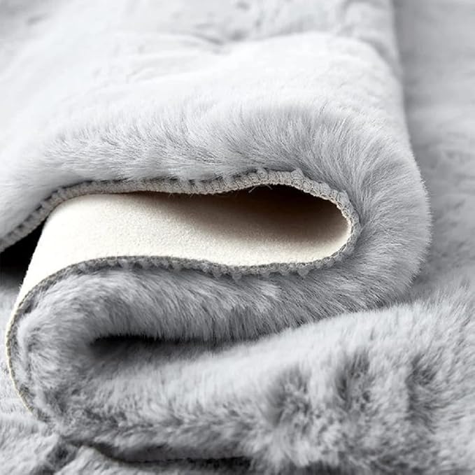 Grey Runner Fuzzy Rug for Bedroom Washable Fluffy Nursery Rugs for Living Room Cute Room 2x4 Rug