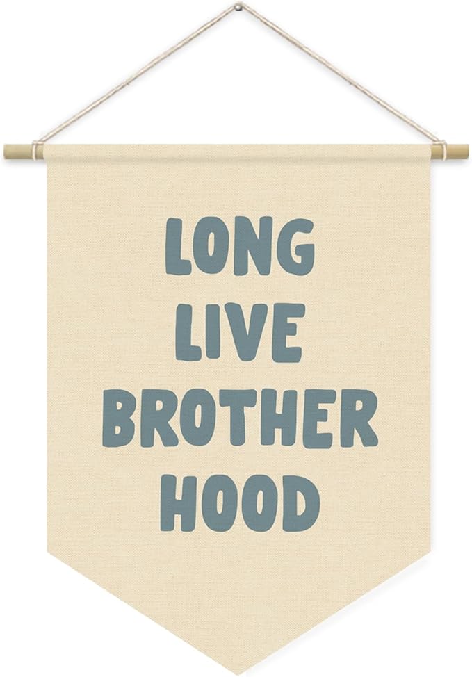 Long Live Brother Hood Banner Blue Decor Boy Room Decor,Nursery Playroom Wall Decor For Boys Bedroom Toddler Decorations Teen Boy Room Decor, Wall Hanging Pennant Flag Banner 15x11in