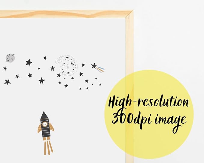 VUVUKU Nursery Prints Space Themed Alphabet Poster Boys Room Decor Baby Boy Kids Playroom Wall Art Outer
