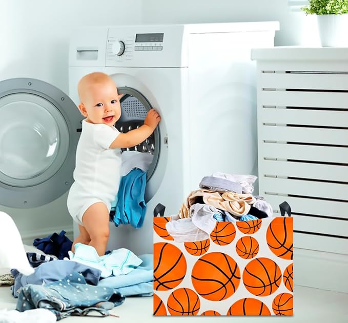 CLOCOR Rectangular Basketball Print Storage Basket Empty,Gift Basket,Books Box,Room Decor(Basketball)