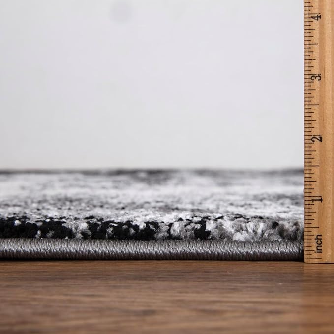 Keen Home Design Area Rugs - 2x18 Non-Shedding, Abstract Rugs for Kitchen, Living Room, Bedroom, Dining Room, Entryway - Size: 2'8" x 18', Abstract Black