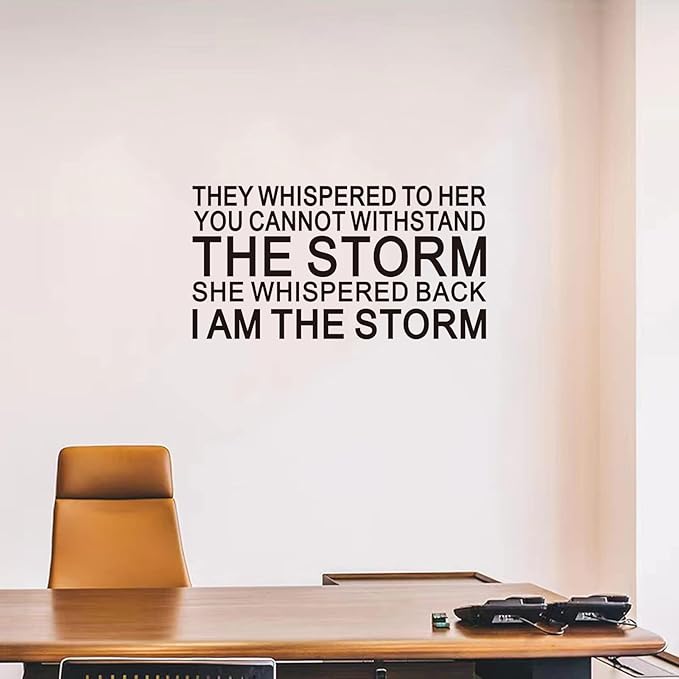 SEATUNE Inspirational Quotes Wall Stickers - Women Teen Girls Wall Decals - Positive Motivational Encouragement Home Vinyl Art Wall Decor - They Whispered to Her You Cannot Withstand The Storm 21"X11"