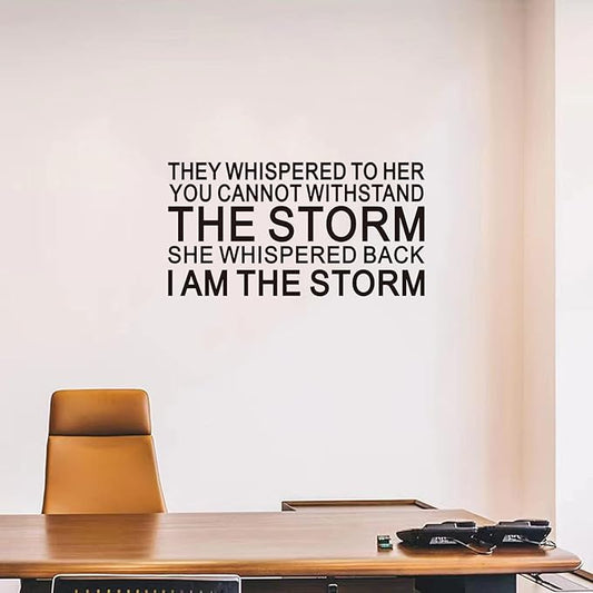 SEATUNE Women Teens Girls Wall Decals - Inspirational Quotes Wall Stickers - Positive Motivational Encouragement Home Vinyl Wall Decor - They Whispered to Her You Cannot Withstand The Storm 28.6"X15"