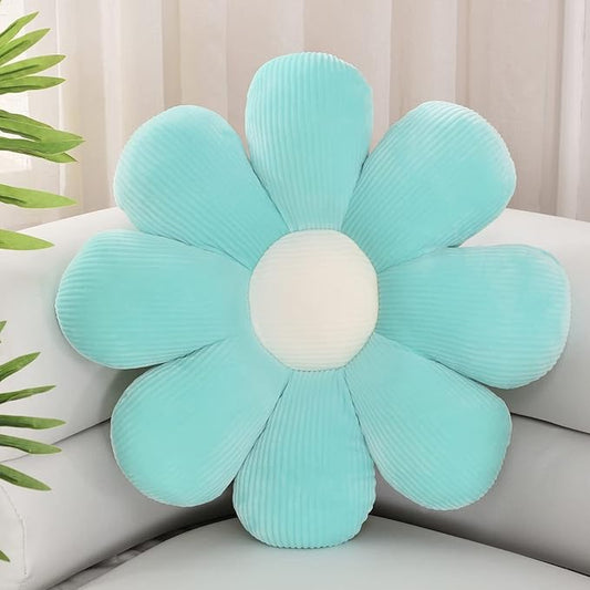 Sioloc Flower Pillow, Shaped Throw Pillow Butt Cushion Floor Seating Cushion, Cute Room Decor & Plush Pillow for Bedroom Sofa Chair (Turquoise, 15.7" )