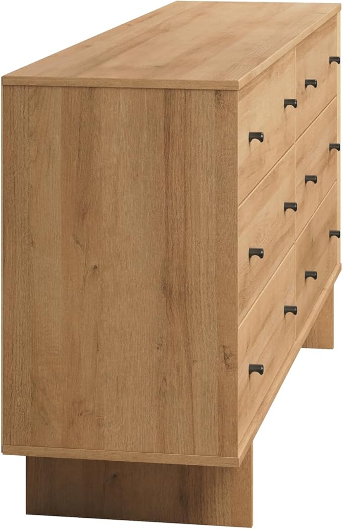 Prepac Finnley 6-Drawer Dresser in Natural Oak, Dresser for Bedroom, Extra-Wide Chest of Drawers with Storage, Modern Clothing Organizer for Home, Bedroom, Living Room, 16" D x 61" W x 31" H