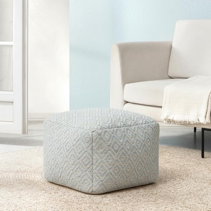 Anji Mountain 22"x22"x16" Handmade & Handcrafted Ottoman Pouf Comfortable Pouf Ottoman Foot Rest & Home Décor Accent for Living Room, Bedroom, Nursery, Kids Room, Patio