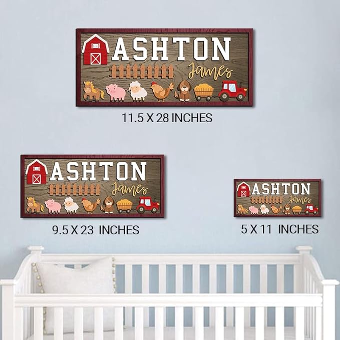 Personalized Farm Animal Nursery Decor, Custom Wooden Baby Name Sign for Rustic Farm, Themed Room, Barn Style Wall Art, Unique Baby Gift for Boys or Girls
