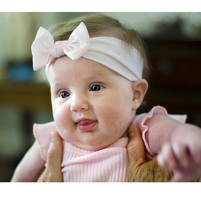 25 Pack Soft Wide Turban Baby Headbands with nylon Hair Bow Headwraps for Baby Girls Infants Newborn Hair Accessories Toddlers Kids and Children
