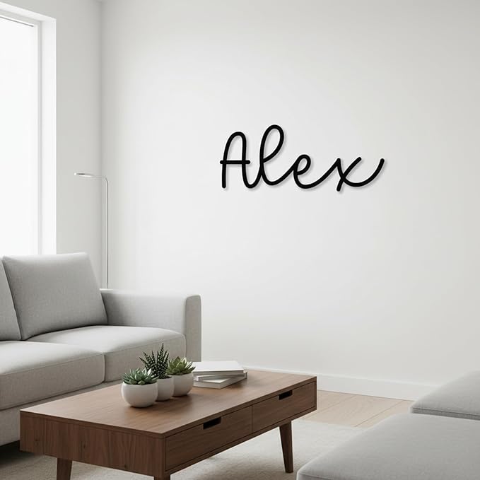 Custom Metal Words - Rounded Handwritten Name Sign - Custom Name Sign Baby - Smooth Laser Cut Script Wall Art for Baby Name, Wedding & Home Decoration Gift