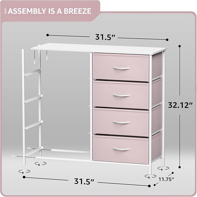 Sorbus Kids Dresser with 8 Drawers - Storage Unit Organizer Chest for Clothes - Bedroom, Kids Room, Nursery, & Closet (Pink, 31.5 x 12 x 32-8 Drawer)
